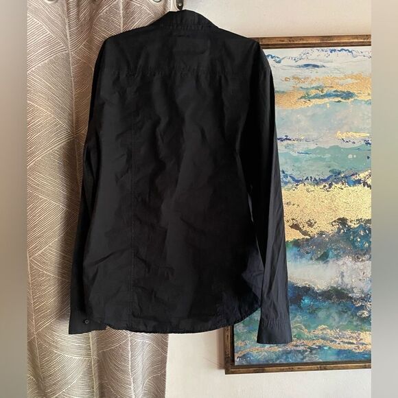 7 for all mankind Men's black long sleeve shirt size Large 100% cotton - Picture 2 of 9